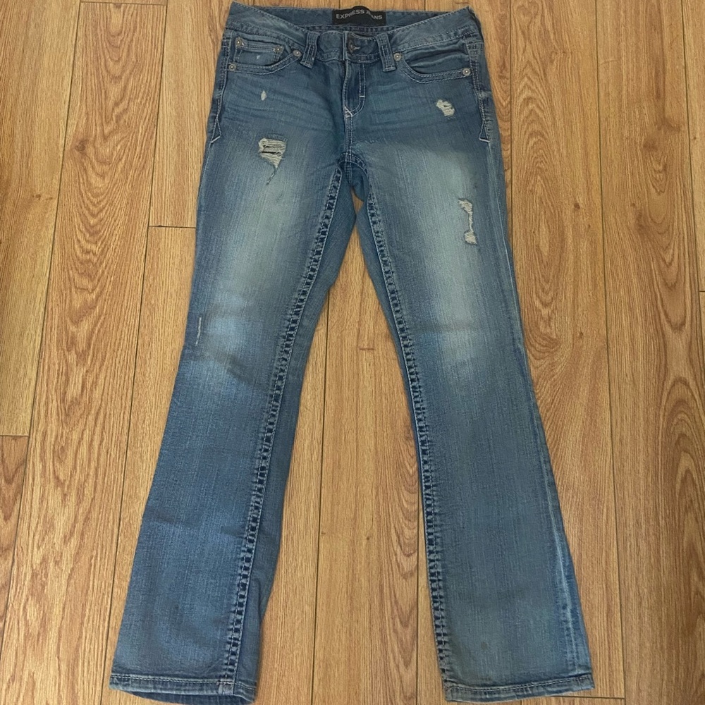 Low rise boot cut jeans